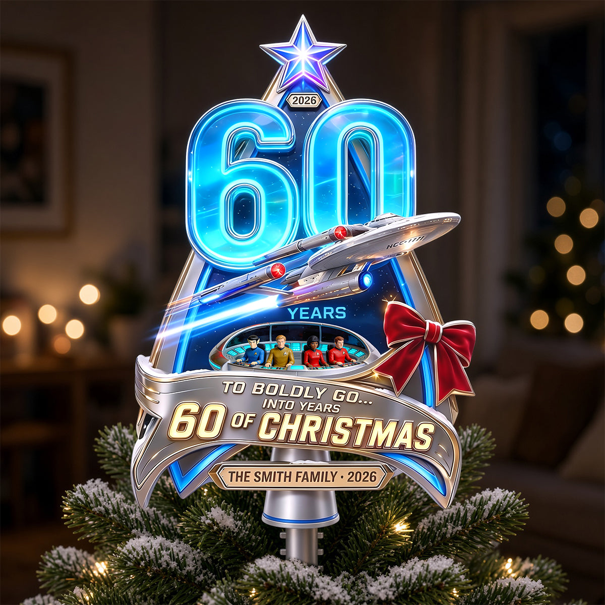 Celebrate 60 Years of Adventure - Precious Journey Tree Topper - Personalized Christmas Gift