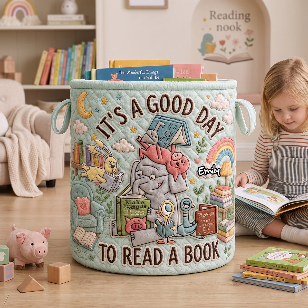 Cozy Reader Laundry Basket - Personalized Gifts 02nadh170726 Laundry Basket PopCulturePrints