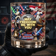 Load image into Gallery viewer, “May Freedom Be With You” - Personalized Round Glass for 250th Anniversary Gift Glass PopCulturePrints
