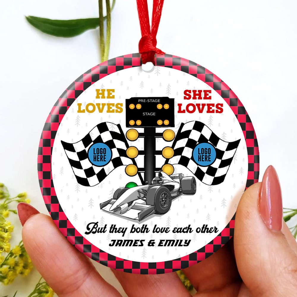 Custom Racing Ornament for Couples - Personalized Christmas Gift - Valentine's Day Gifts Ornament PopCulturePrints