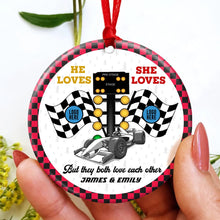 Load image into Gallery viewer, Custom Racing Ornament for Couples - Personalized Christmas Gift - Valentine&#39;s Day Gifts Ornament PopCulturePrints
