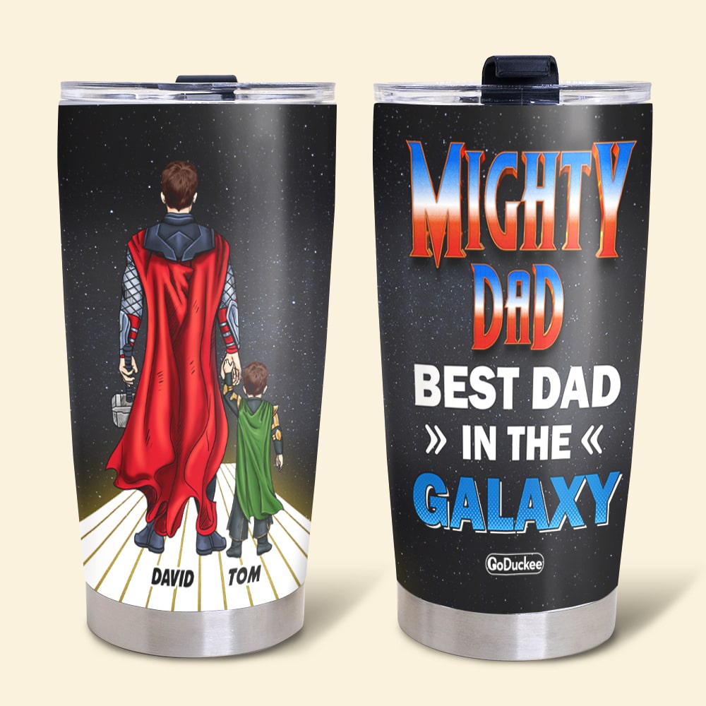 Mighty Dad Personalized Tumbler - Best Dad in the Galaxy Tumbler Cup PopCulturePrints