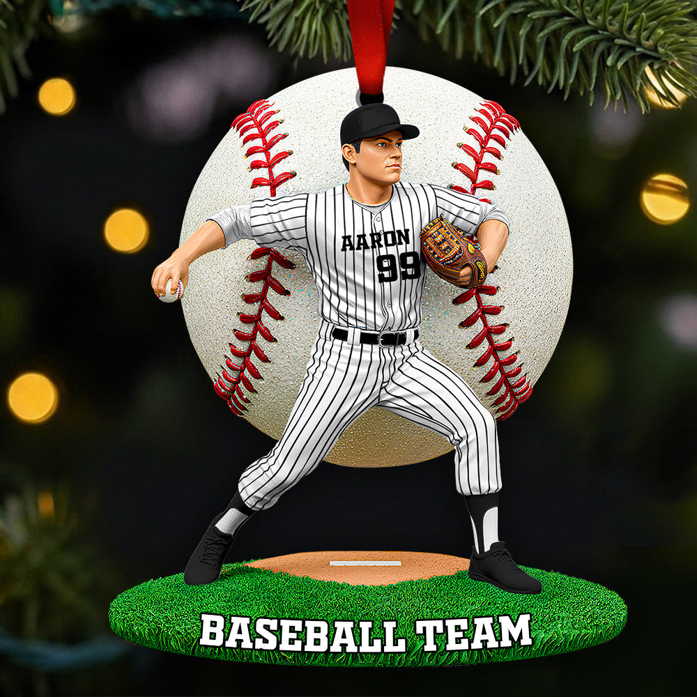 Celebrate the Spirit of Baseball - Personalized Pitch & Shine Christmas Ornament Ornament PopCulturePrints
