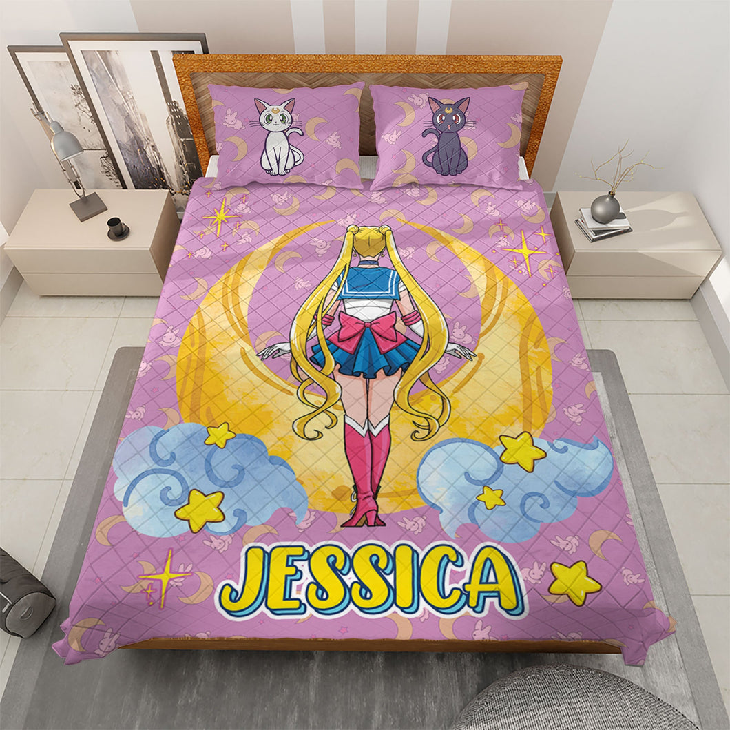 Custom Manga Lover Quilt Bed Set - Personalized Name Design Blanket PopCulturePrints