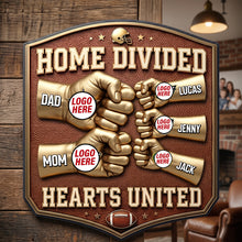 Load image into Gallery viewer, Home Divided, Hearts United - Sport Lover Family Cut Metal Sign - Personalized Family Gift
