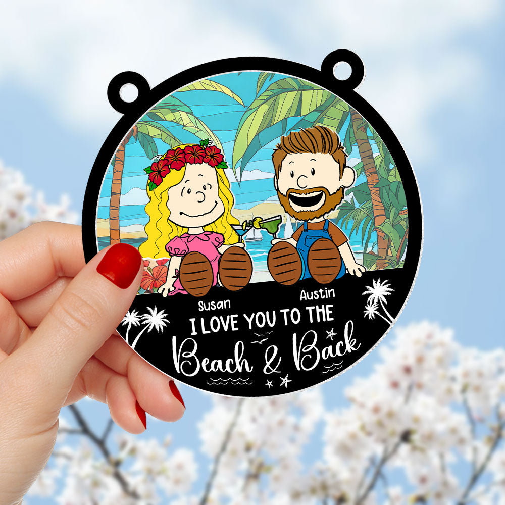 Personalized Couple Suncatcher Ornament - Beach & Back Theme Ornament PopCulturePrints