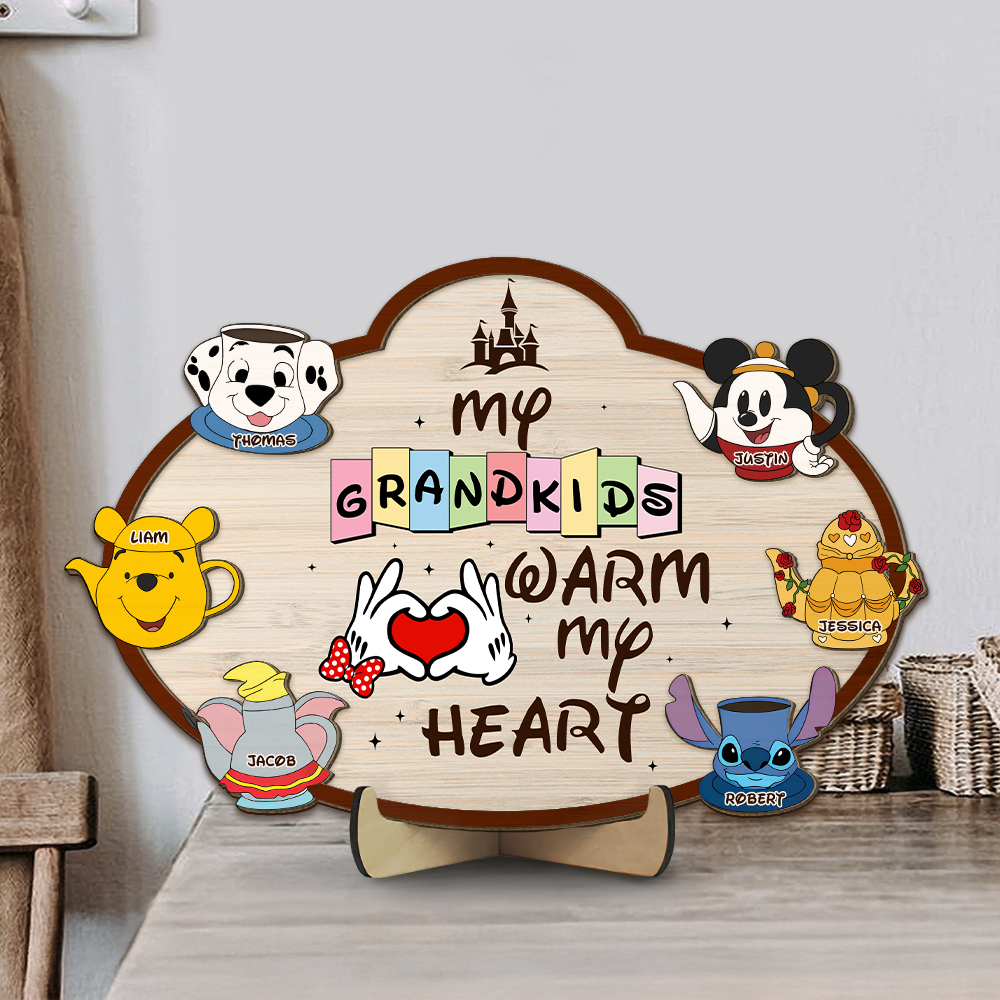 My Grandkids Warm My Heart - Personalized Wood Sign Gift for Grandma Wood Sign PopCulturePrints