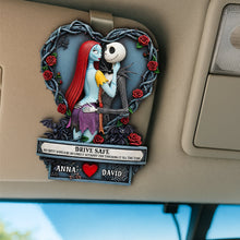 Load image into Gallery viewer, &quot;Drive Safe, My Love!&quot; - Naughty Spooky Couple Car Visor Clip - Personalized Gift for Couples Car Visor Clip PopCulturePrints
