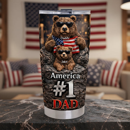 “Celebrate His Strength!” - #1 Cool Bear Dad Tumbler - Personalized Gift for Dads and Grandpas Tumbler Cup PopCulturePrints