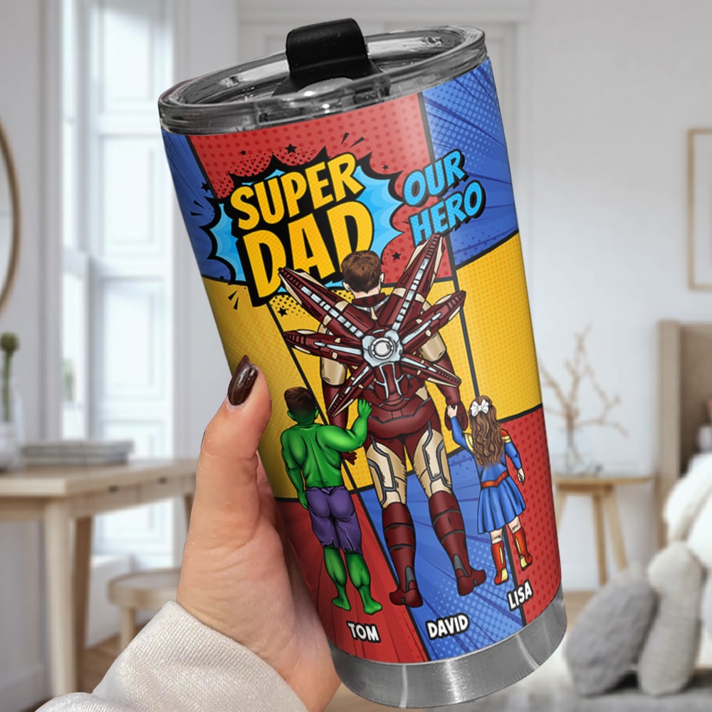 Super Dad Personalized Tumbler - Hero Edition Tumbler Cup PopCulturePrints