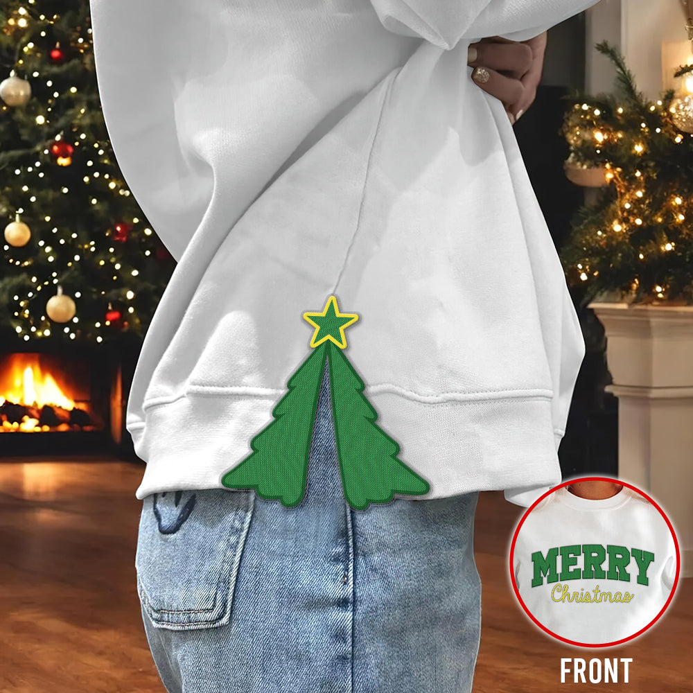 Festive Merry Christmas Embroidered Sweatshirt