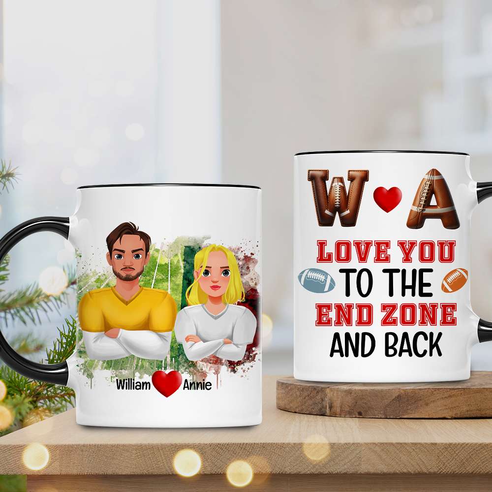 Personalized Football Couple Mug - Custom Love Gift for Valentine's Day Gifts Coffee Mug PopCulturePrints