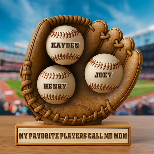 My Favorite Players Call Me Mom - Personalized Acrylic Plaque for Baseball Moms Shaped Plaques PopCulturePrints