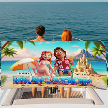 Load image into Gallery viewer, &quot;Relax in Paradise with Your Loved One&quot; - Personalized Beacation Beach Towel for Couples - Custom Gift for Anniversary, Wedding, or Special Moments Beach Towel PopCulturePrints
