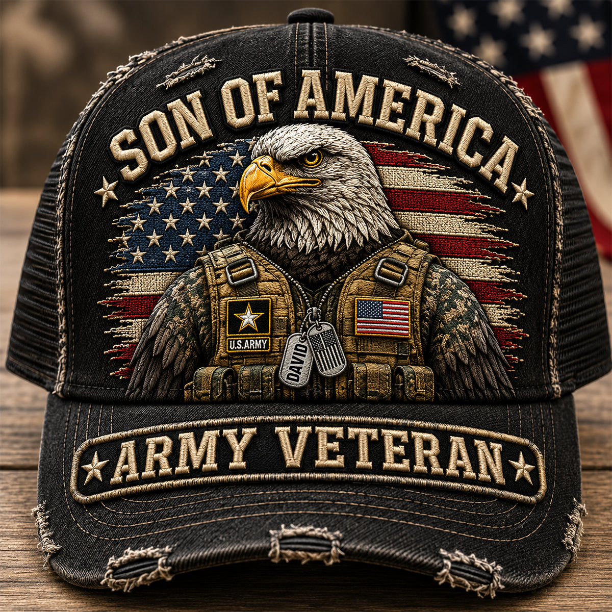 Son Of America Classic Cap - Personalized Gifts for Veterans Caps PopCulturePrints