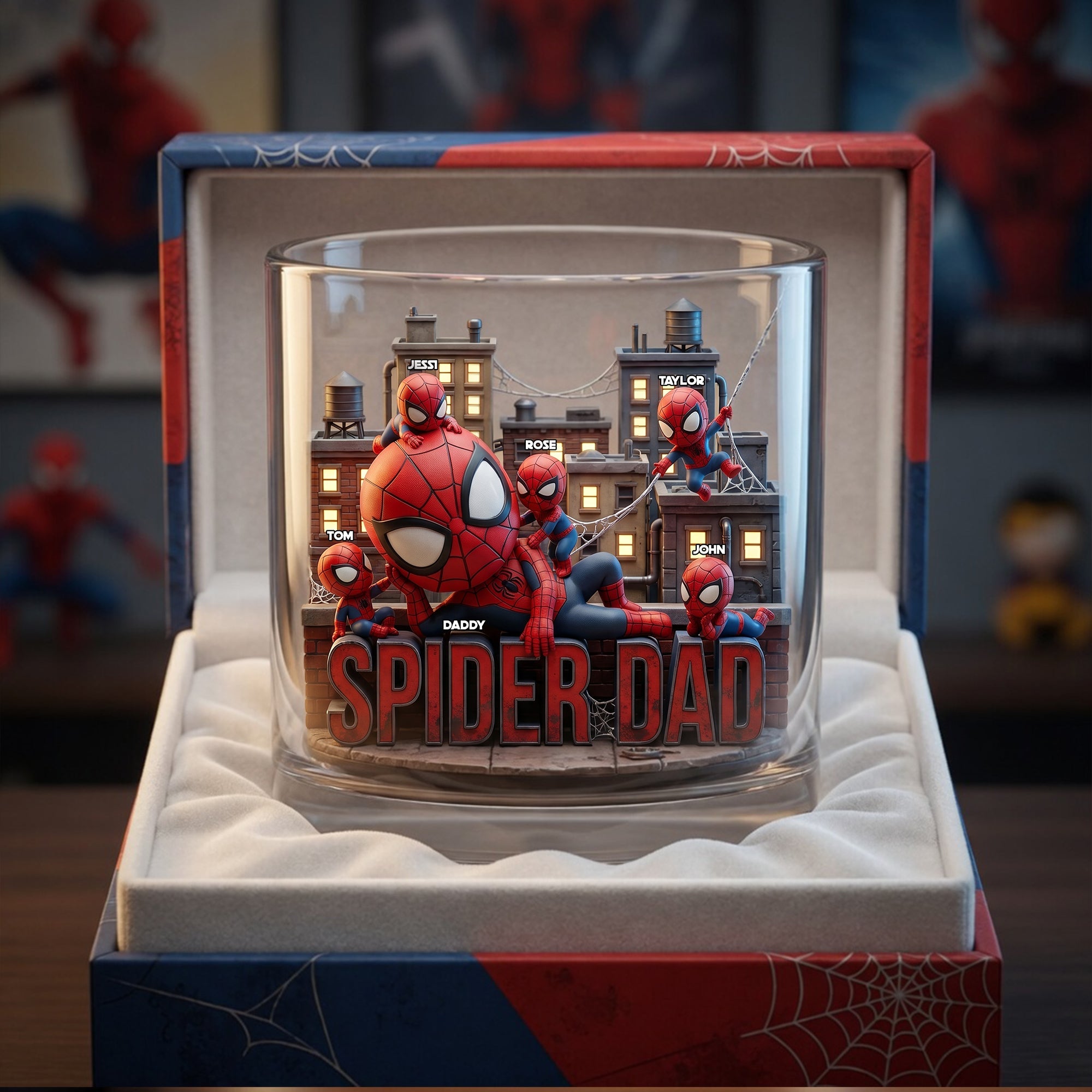 “Dad: My Hero” - Personalized Spider Dad Glass Mug - Perfect Gift for Fathers and Grandfathers Glass PopCulturePrints