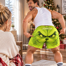 Load image into Gallery viewer, Unleash Your Inner Grinch - Personalized Men's Beach Shorts
