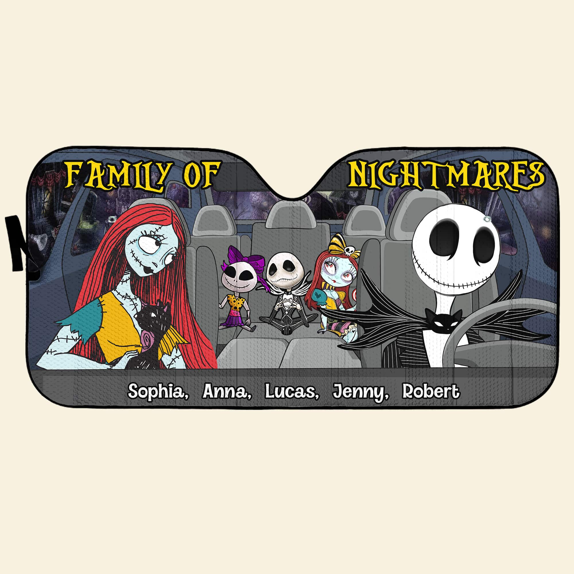 Custom Family Windshield Sunshade - Spooky Lover's Edition Doormat PopCulturePrints