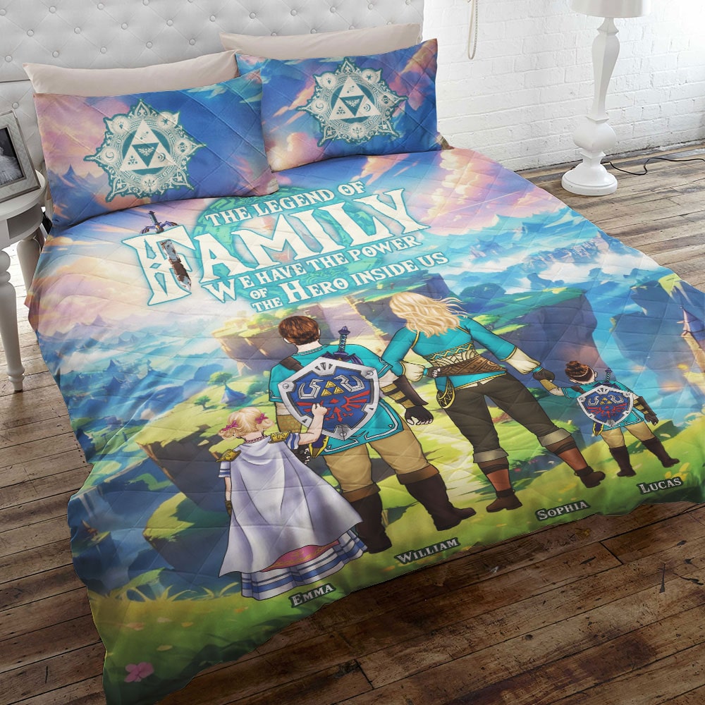 Personalized Family Quilt Bed Set - Fantasy Adventure Theme Blanket PopCulturePrints