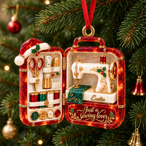 Just a Sewing Lover - Personalized Christmas Sewing Case Acrylic Ornament Ornament PopCulturePrints