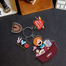 Load image into Gallery viewer, Personalized Teacher Keychain - Custom Cartoon Design
