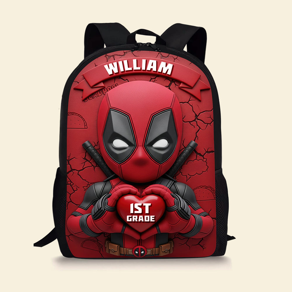 Unleash Your Inner Hero - Red Warrior Themed School Bag - Personalized Gift for Kids Backpack PopCulturePrints