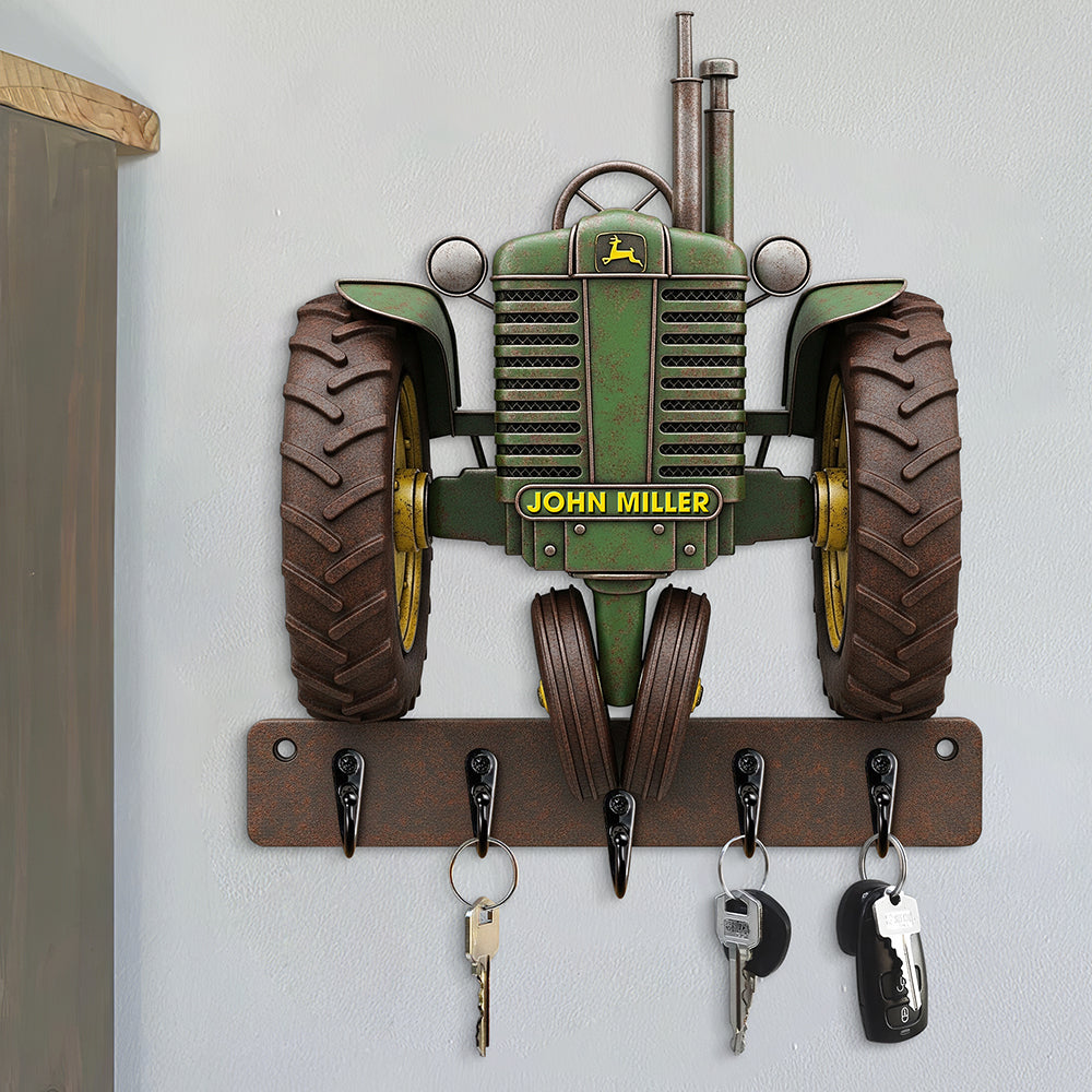 “Keep Your Keys Organized with Style” - Tractor Key Hanger, Personalized Gift for Farmers Wood Sign PopCulturePrints