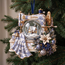 Load image into Gallery viewer, Embrace the Holidays with a Touch of Elegance - Personalized Toile de Jouy Christmas Sewing Ornament
