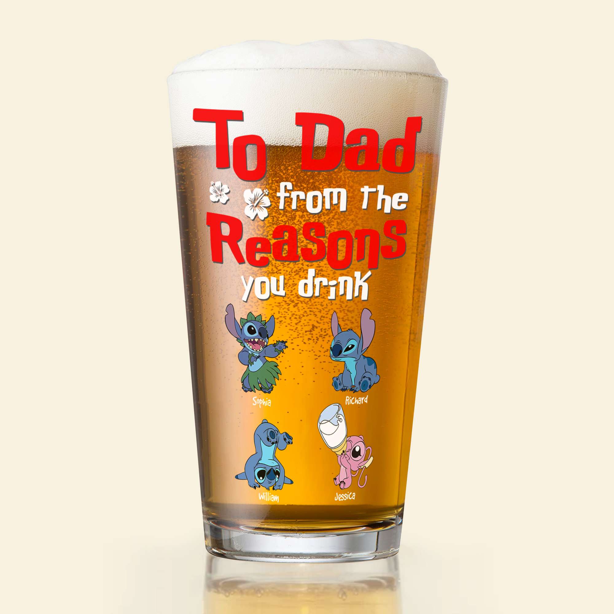 Custom Dad Beer Glass - Personalized Reasons You Drink Beer Glasses PopCulturePrints