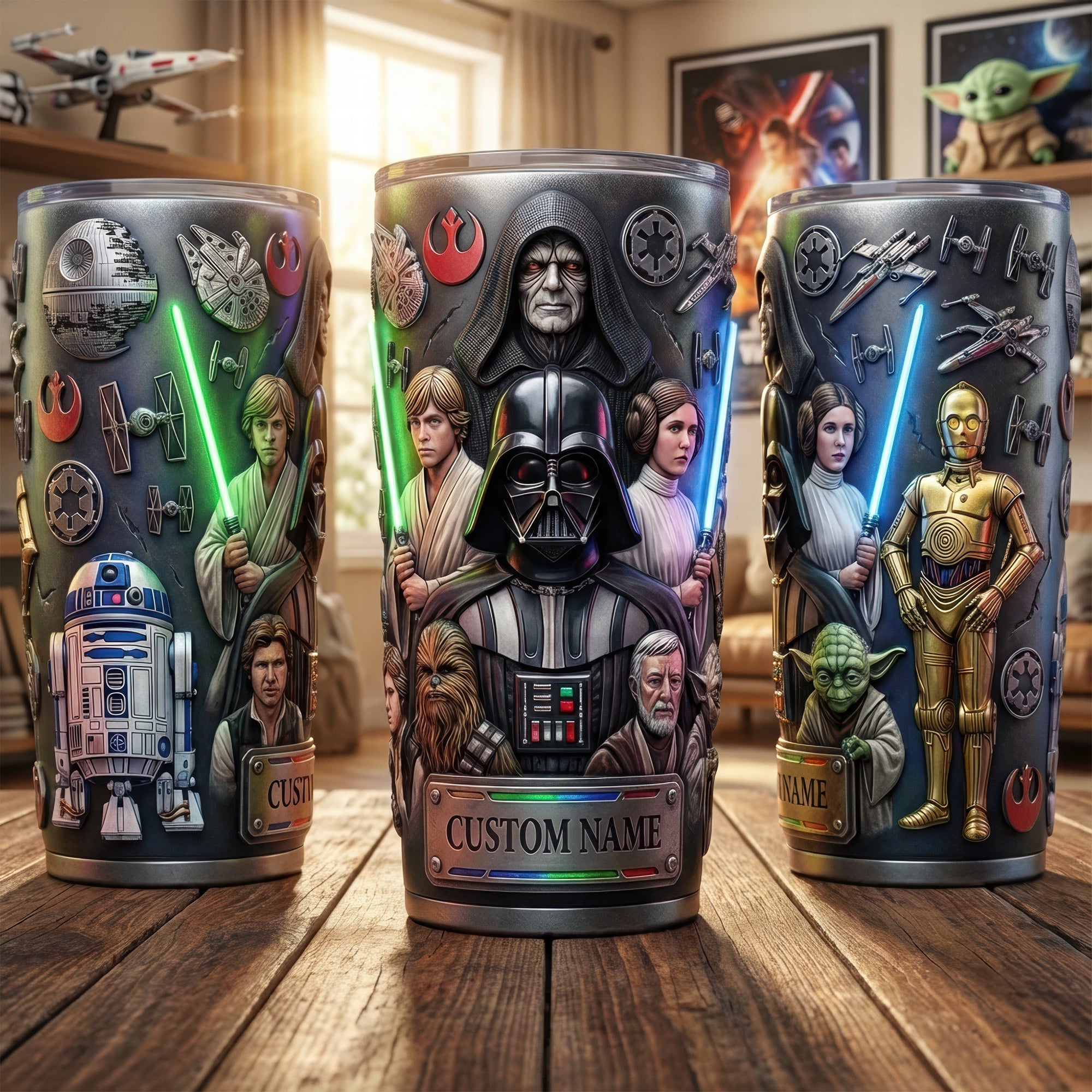 May The Force Be with You - Futuristic Space Warrior Tumbler | Customizable Gift for Star Wars Fans Tumbler Cup PopCulturePrints