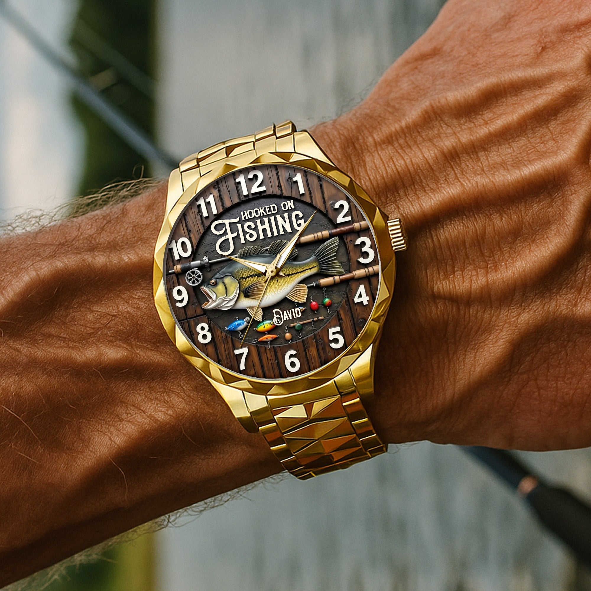 Hooked on Fishing - Personalized Men's Watch for Fishing Lovers Men's Watch PopCulturePrints