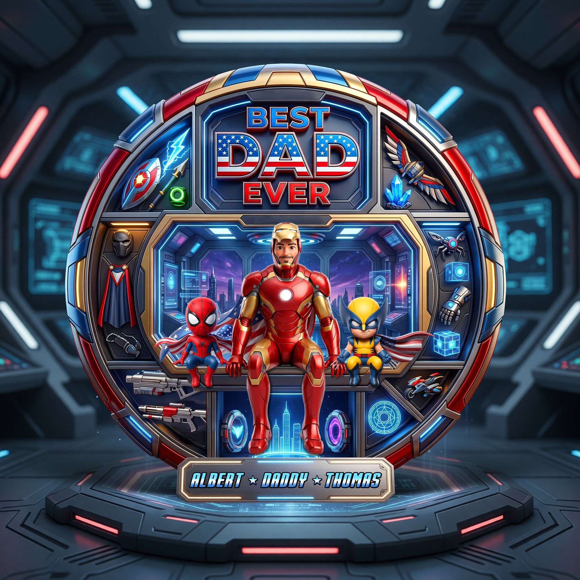 "Best Dad Ever" - Personalized Radical Dad Station Plaque - Perfect Gift for Dads, Grandpas, and Fathers' Day Shaped Plaques PopCulturePrints