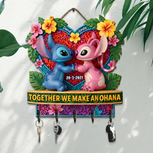 Load image into Gallery viewer, Together We Make An Ohana - Personalized Couple Wood Key Hanger Wood Sign PopCulturePrints
