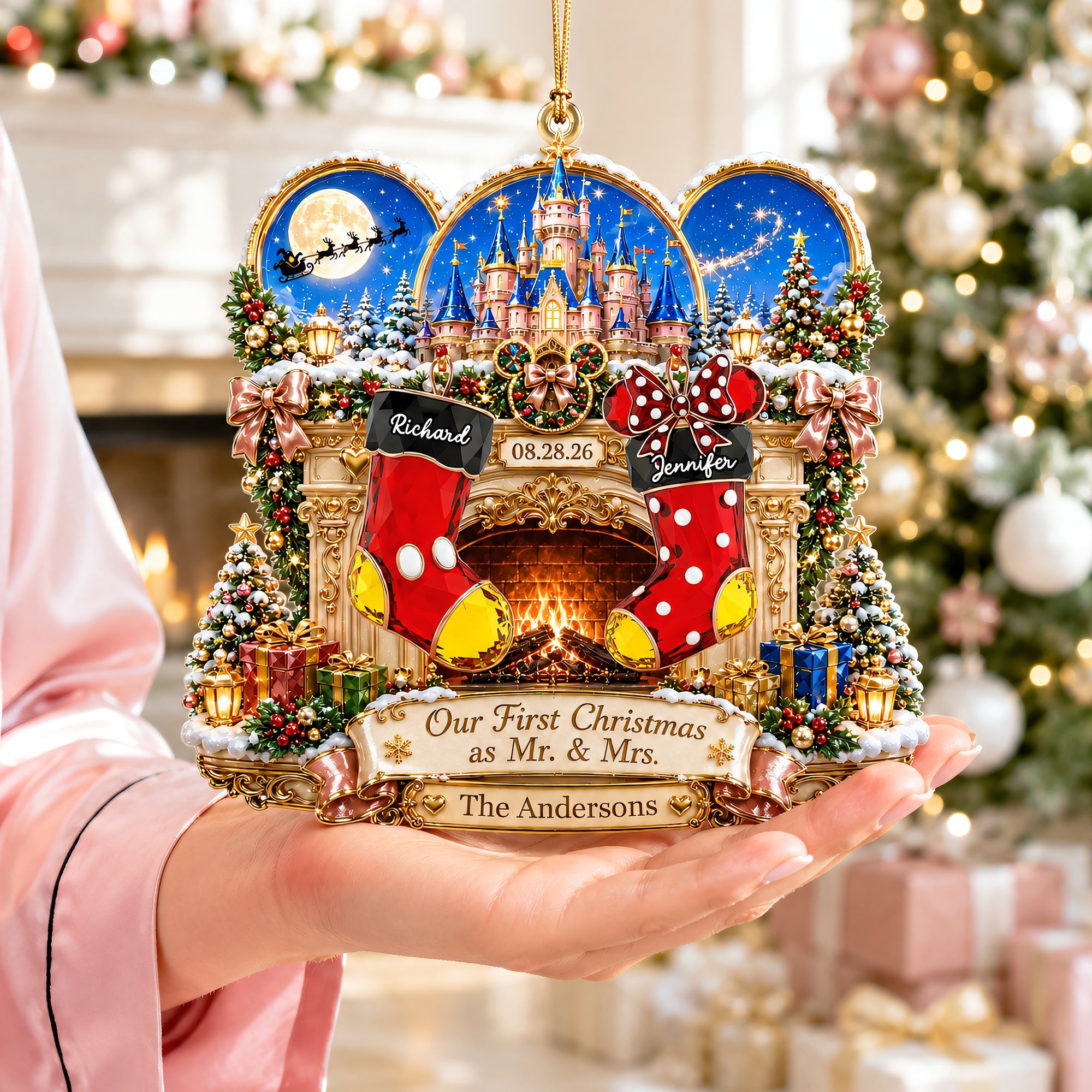 Celebrate Your Love: Our First Christmas as Mr. & Mrs. - Personalized Newly Married Couple Ornament