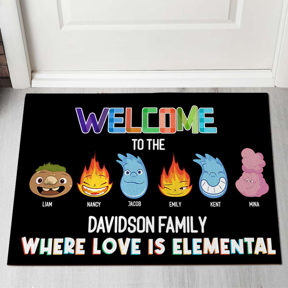 Personalized Elemental Family Welcome Doormat Doormat PopCulturePrints