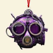 Load image into Gallery viewer, Personalized Scuba Diving Ornament - Custom Name Facemask Design Ornament PopCulturePrints
