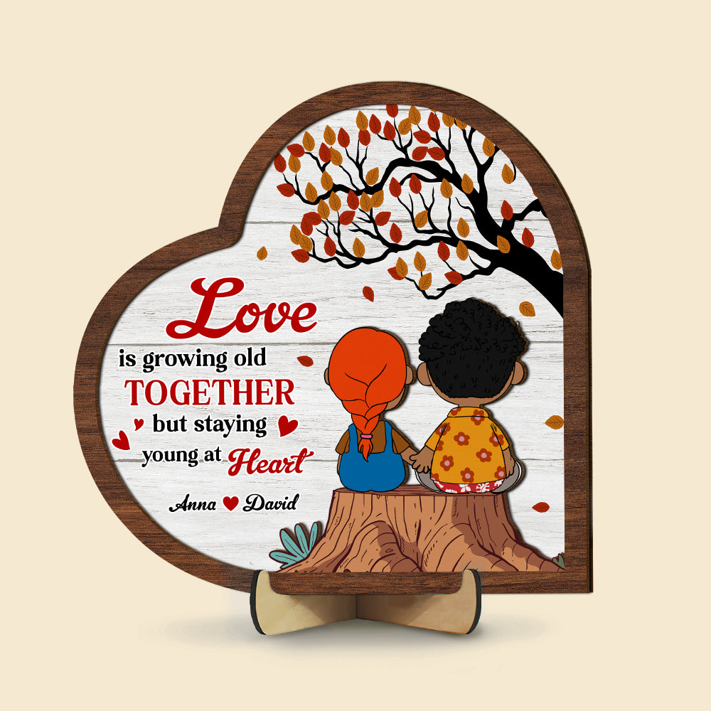 Personalized Couples Wooden Sign - Love is Growing Old Together Wood Sign PopCulturePrints