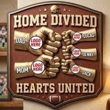 Load image into Gallery viewer, Home Divided, Hearts United - Sport Lover Family Cut Metal Sign - Personalized Family Gift
