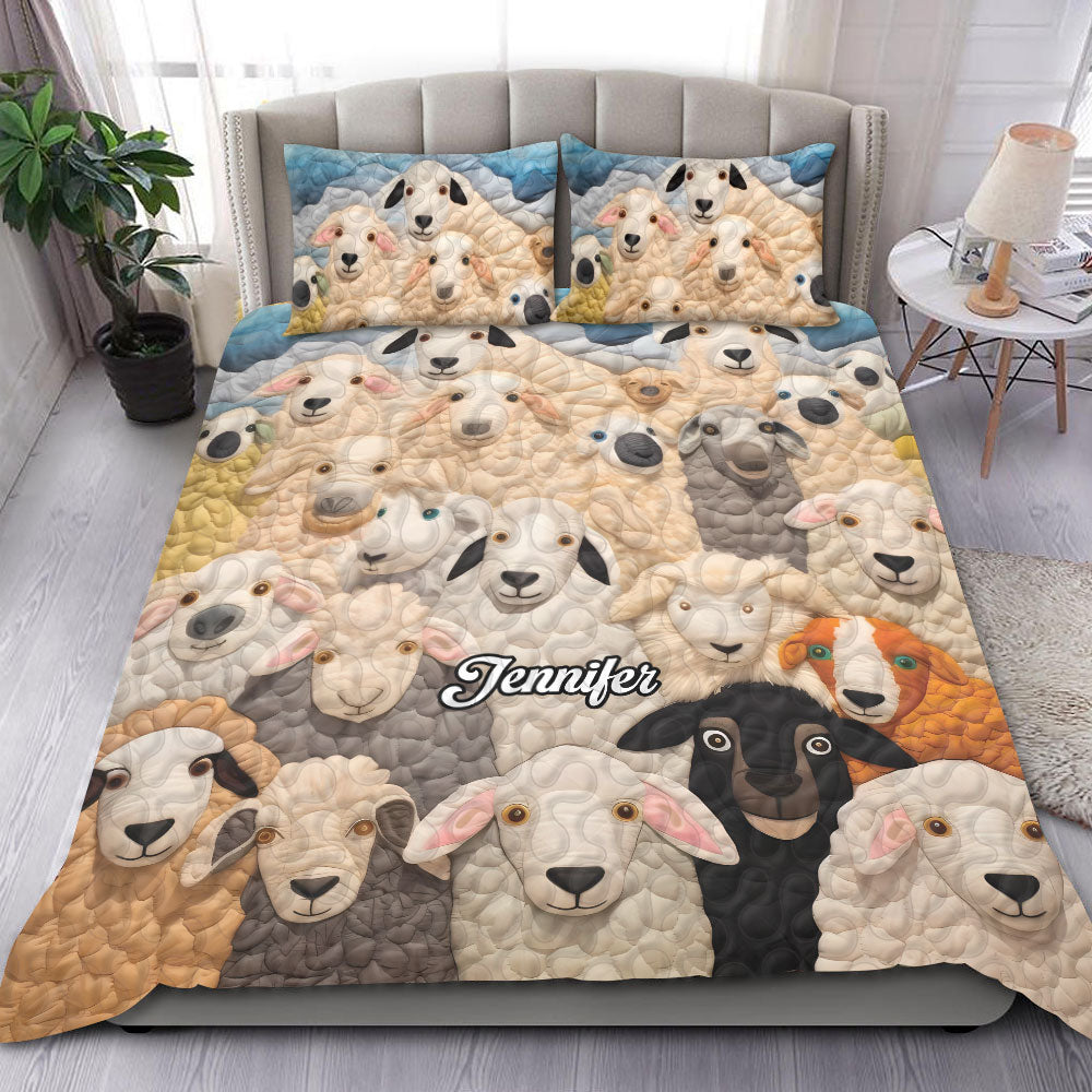 Personalized Sheep Lover Quilt Bed Set - Custom Design for Animal Enthusiasts Blanket PopCulturePrints