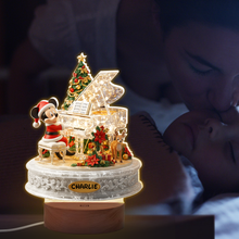 Load image into Gallery viewer, Illuminate Their Christmas: Personalized LED Light with Circle Wood Base - Ideal Gifts for Kids Led Night Light PopCulturePrints
