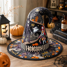 Load image into Gallery viewer, "Embrace the Spookiness!" - Spooky Quilted Witch Hat - Personalized Halloween Gift for Family, Friends, and Halloween Lovers Quilted Witch Hat PopCulturePrints
