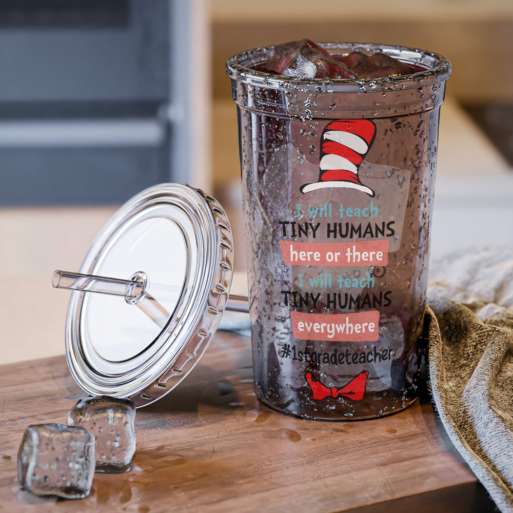 Personalized Teacher Tumbler - Teach Tiny Humans Tumbler Cup PopCulturePrints