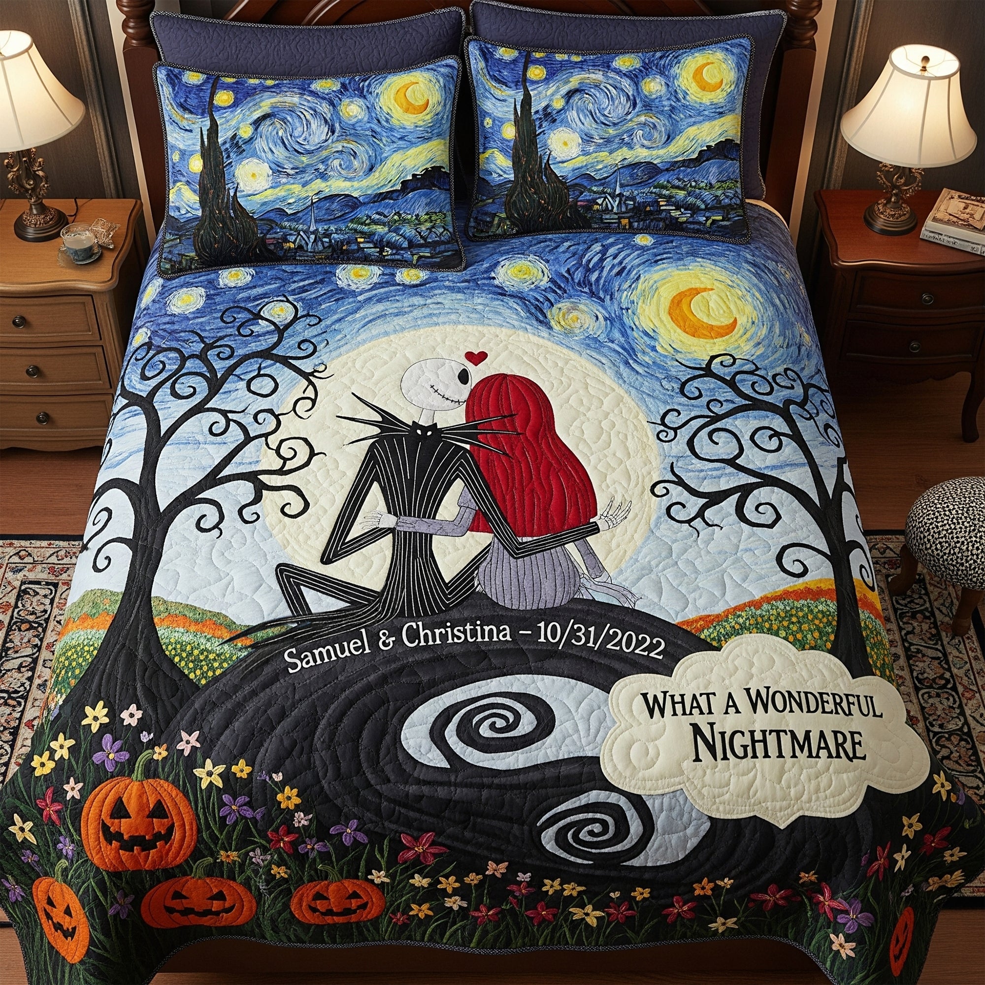 Eternal Love: Personalized Horror Couple Quilt Bedding Set - Unique Gift for Couples & Fans Bedding Set PopCulturePrints