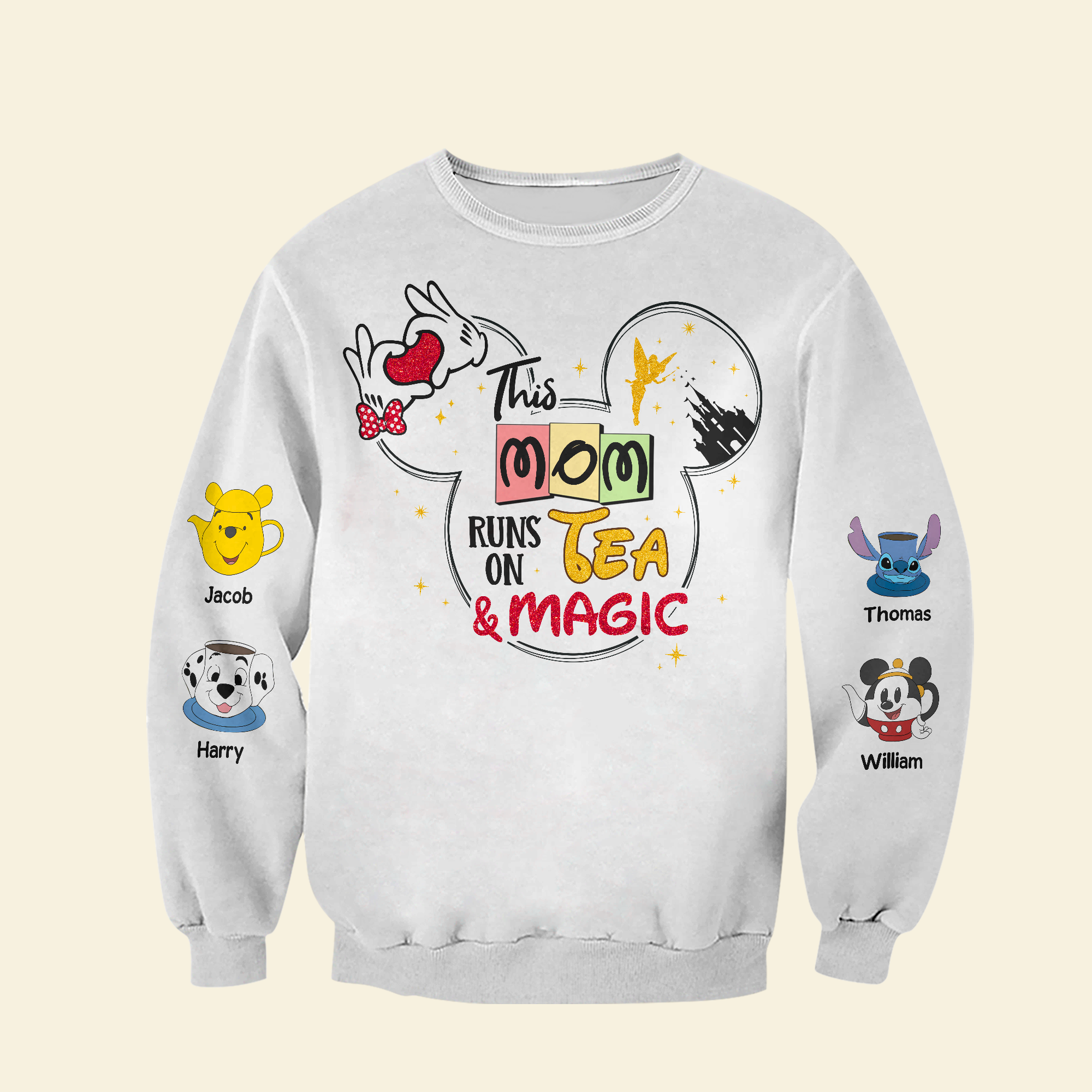 This Mom Runs On Tea & Magic - Personalized 3D Shirt for Mom, Grandma & More AOP Products PopCulturePrints