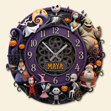 Load image into Gallery viewer, Embrace the Magic of Time: Personalized Gothic Fantasy Family Wall Clock - Perfect Gift for Halloween Lovers, Friends, Family Hanging Wall Clock PopCulturePrints
