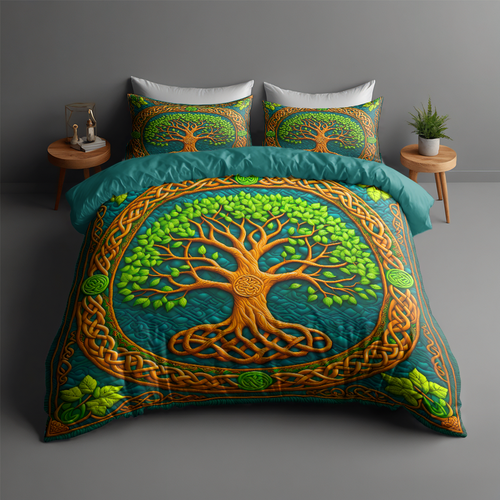 Celtic Heritage Tree Of Life Quilt Bedding Set Blanket PopCulturePrints