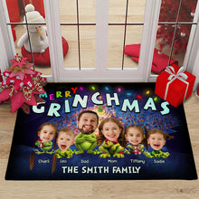 Load image into Gallery viewer, Personalized Merry Grinchmas Family Christmas Doormat Doormat PopCulturePrints
