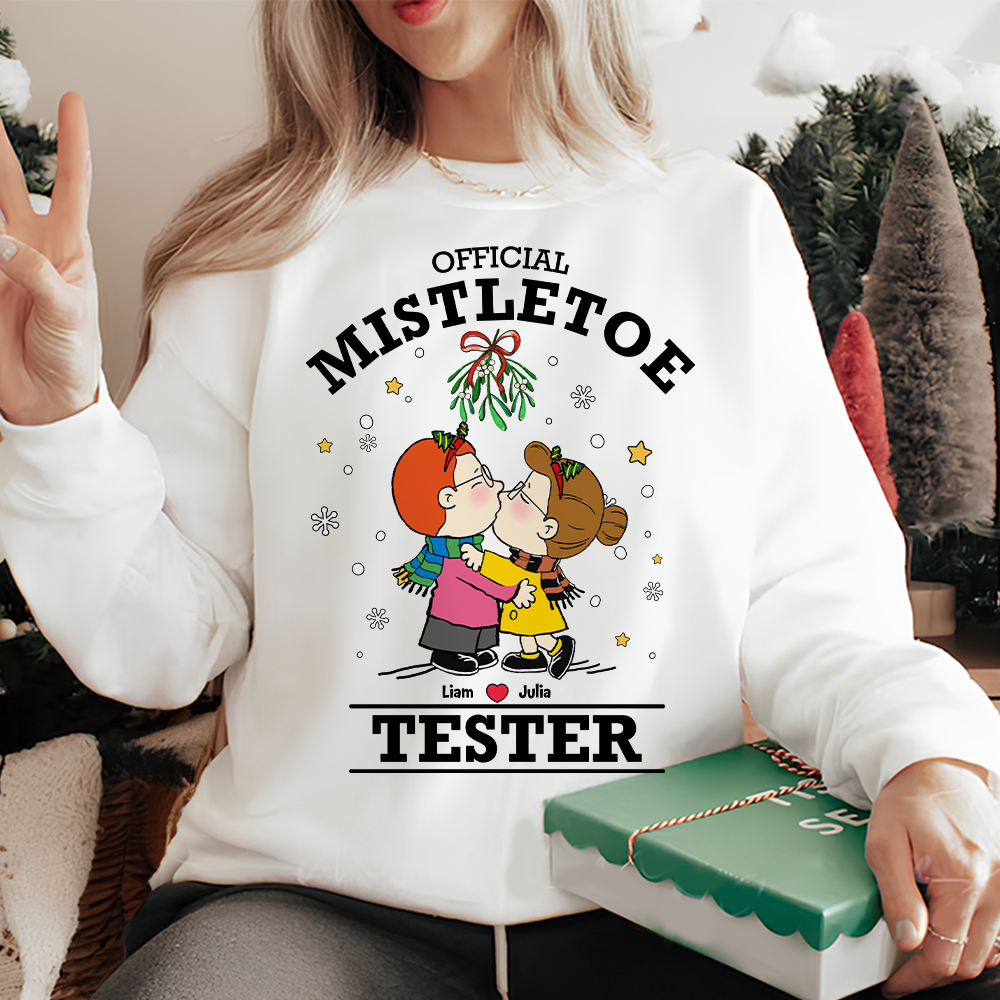 Customizable Couple Sweatshirt - Kissing Under Mistletoe