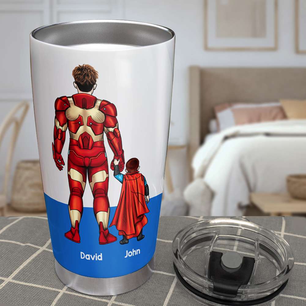 Personalized Superhero Dad Tumbler - Raised A Legend