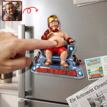 Load image into Gallery viewer, Saving The World Later - Custom Photo Acrylic Fridge Magnet
